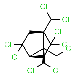 ChemSpider 2D Image | (1R,4R,7S)-2,2,5,5-Tetrachloro-7-(chloromethyl)-1,7-bis(dichloromethyl)bicyclo[2.2.1]heptane | C10H9Cl9