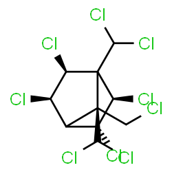 ChemSpider 2D Image | (2R,3R,5R,6S,7S)-2,3,5,6-Tetrachloro-7-(chloromethyl)-1,7-bis(dichloromethyl)bicyclo[2.2.1]heptane | C10H9Cl9