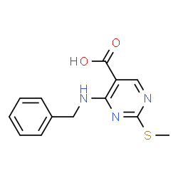 ChemSpider 2D Image | 4-(Benzylamino)-2-(methylthio)pyrimidine-5-carboxylic acid | C13H13N3O2S