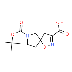 ChemSpider 2D Image | 7-(tert-butoxycarbonyl)-1-oxa-2,7-diazaspiro[4.4]non-2-ene-3-carboxylic acid | C12H18N2O5