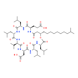 ChemSpider 2D Image | 3-[(3R,6S,9R,12R,15S,18R,21R,25S)-9-(Carboxymethyl)-3,6,15,18-tetraisobutyl-12-isopropyl-25-(9-methyldecyl)-2,5,8,11,14,17,20,23-octaoxo-1-oxa-4,7,10,13,16,19,22-heptaazacyclopentacosan-21-yl]propanoi
c acid | C52H91N7O13