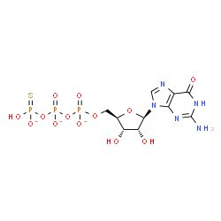 ChemSpider 2D Image | 5'-O-[({[(Sulfanylphosphinato)oxy]phosphinato}oxy)phosphinato]guanosine | C10H13N5O13P3S