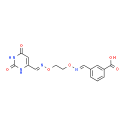 ChemSpider 2D Image | 3-[(1E,7E)-8-(2,6-Dioxo-1,2,3,6-tetrahydro-4-pyrimidinyl)-3,6-dioxa-2,7-diazaocta-1,7-dien-1-yl]benzoic acid | C15H14N4O6