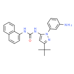 ChemSpider 2D Image | 1-[1-(3-aminophenyl)-3-tert-butyl-1H-pyrazol-5-yl]-3-naphthalen-1-ylurea | C24H25N5O
