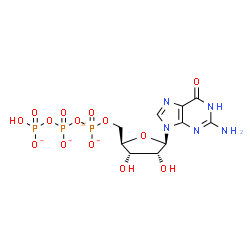 ChemSpider 2D Image | 5'-O-[({[(Hydroxyphosphinato)oxy]phosphinato}oxy)(~32~P)phosphinato]guanosine | C10H13N5O14P232P