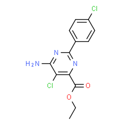 ChemSpider 2D Image | Ethyl 6-amino-5-chloro-2-(4-chlorophenyl)-4-pyrimidinecarboxylate | C13H11Cl2N3O2