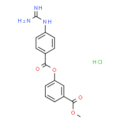 ChemSpider 2D Image | Methyl 3-[(4-carbamimidamidobenzoyl)oxy]benzoate hydrochloride (1:1) | C16H16ClN3O4