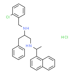 ChemSpider 2D Image | N~2~-(2-Chlorobenzyl)-N~1~-[1-(1-naphthyl)ethyl]-3-phenyl-1,2-propanediamine hydrochloride (1:1) | C28H30Cl2N2