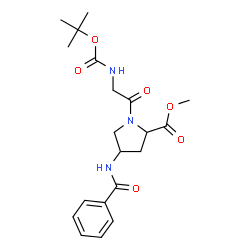 ChemSpider 2D Image | Methyl N-{[(2-methyl-2-propanyl)oxy]carbonyl}glycyl-4-(benzoylamino)prolinate | C20H27N3O6