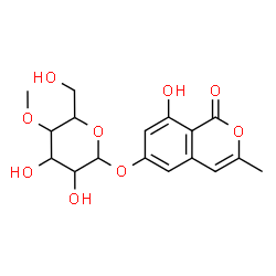 ChemSpider 2D Image | 8-Hydroxy-3-methyl-1-oxo-1H-isochromen-6-yl 4-O-methylhexopyranoside | C17H20O9