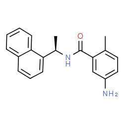 ChemSpider 2D Image | 5-Amino-2-methyl-N-[(1R)-1-(1-naphthyl)ethyl]benzamide | C20H20N2O