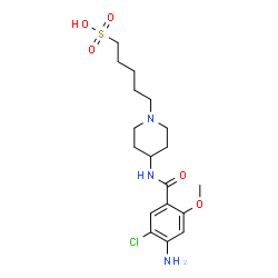 ChemSpider 2D Image | 5-{4-[(4-Amino-5-chloro-2-methoxybenzoyl)amino]-1-piperidinyl}-1-pentanesulfonic acid | C18H28ClN3O5S