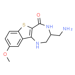 ChemSpider 2D Image | 3-(Aminomethyl)-9-methoxy-1,2,3,4-tetrahydro-5H-[1]benzothieno[3,2-e][1,4]diazepin-5-one | C13H15N3O2S