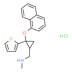 ChemSpider 2D Image | N-Methyl-1-[2-(1-naphthyloxy)-2-(2-thienyl)cyclopropyl]methanamine hydrochloride (1:1) | C19H20ClNOS