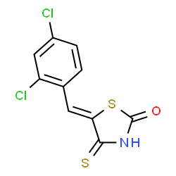 ChemSpider 2D Image | (5Z)-5-(2,4-Dichlorobenzylidene)-4-thioxo-1,3-thiazolidin-2-one | C10H5Cl2NOS2