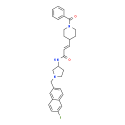 ChemSpider 2D Image | (2E)-3-(1-Benzoyl-4-piperidinyl)-N-{1-[(6-fluoro-2-naphthyl)methyl]-3-pyrrolidinyl}acrylamide | C30H32FN3O2