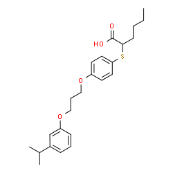 ChemSpider 2D Image | 2-({4-[3-(3-Isopropylphenoxy)propoxy]phenyl}sulfanyl)hexanoic acid | C24H32O4S