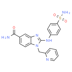 ChemSpider 2D Image | 1-(2-Pyridinylmethyl)-2-[(4-sulfamoylphenyl)amino]-1H-benzimidazole-5-carboxamide | C20H18N6O3S