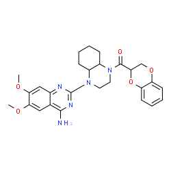 ChemSpider 2D Image | [(4aR,8aS)-4-(4-Amino-6,7-dimethoxy-2-quinazolinyl)octahydro-1(2H)-quinoxalinyl](2,3-dihydro-1,4-benzodioxin-2-yl)methanone | C27H31N5O5