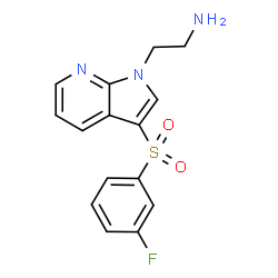 ChemSpider 2D Image | 2-{3-[(3-Fluorophenyl)sulfonyl]-1H-pyrrolo[2,3-b]pyridin-1-yl}ethanamine | C15H14FN3O2S