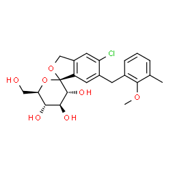 ChemSpider 2D Image | (1S,3'R,4'S,5'S,6'R)-5-Chloro-6'-(hydroxymethyl)-6-(2-methoxy-3-methylbenzyl)-3',4',5',6'-tetrahydro-3H-spiro[2-benzofuran-1,2'-pyran]-3',4',5'-triol | C22H25ClO7