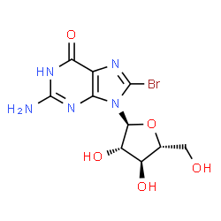 ChemSpider 2D Image | 2-Amino-9-(alpha-D-arabinofuranosyl)-8-bromo-1,9-dihydro-6H-purin-6-one | C10H12BrN5O5