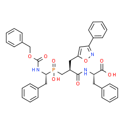 ChemSpider 2D Image | N-{(2S)-3-{[(1R)-1-{[(Benzyloxy)carbonyl]amino}-2-phenylethyl](hydroxy)phosphoryl}-2-[(3-phenyl-1,2-oxazol-5-yl)methyl]propanoyl}-L-phenylalanine | C38H38N3O8P