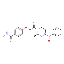 ChemSpider 2D Image | 4-({1-[(2R)-4-Benzoyl-2-methyl-1-piperazinyl]-1-oxo-2-propanyl}oxy)-N-methylbenzamide | C23H27N3O4
