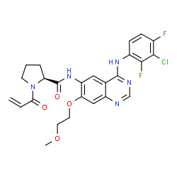 ChemSpider 2D Image | 1-Acryloyl-N-{4-[(3-chloro-2,4-difluorophenyl)amino]-7-(2-methoxyethoxy)-6-quinazolinyl}-L-prolinamide | C25H24ClF2N5O4