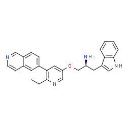ChemSpider 2D Image | (2S)-1-{[6-Ethyl-5-(6-isoquinolinyl)-3-pyridinyl]oxy}-3-(1H-indol-3-yl)-2-propanamine | C27H26N4O