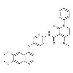 ChemSpider 2D Image | N-{5-[(6,7-Dimethoxy-4-quinolinyl)oxy]-2-pyridinyl}-4-(methylamino)-2-oxo-1-phenyl-1,2-dihydro-3-pyridinecarboxamide | C29H25N5O5