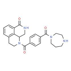 ChemSpider 2D Image | 1-[4-(1,4-Diazepan-1-ylcarbonyl)benzoyl]-1,2,3,8,9,9a-hexahydro-7H-benzo[de][1,7]naphthyridin-7-one | C24H26N4O3