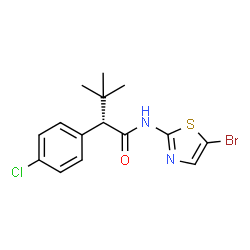 ChemSpider 2D Image | (2S)-N-(5-Bromo-1,3-thiazol-2-yl)-2-(4-chlorophenyl)-3,3-dimethylbutanamide | C15H16BrClN2OS