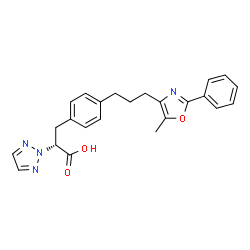 ChemSpider 2D Image | (2R)-3-{4-[3-(5-Methyl-2-phenyl-1,3-oxazol-4-yl)propyl]phenyl}-2-(2H-1,2,3-triazol-2-yl)propanoic acid | C24H24N4O3