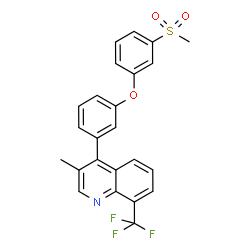ChemSpider 2D Image | 3-Methyl-4-{3-[3-(methylsulfonyl)phenoxy]phenyl}-8-(trifluoromethyl)quinoline | C24H18F3NO3S