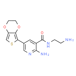 ChemSpider 2D Image | 2-Amino-N-(2-aminoethyl)-5-(2,3-dihydrothieno[3,4-b][1,4]dioxin-5-yl)nicotinamide | C14H16N4O3S