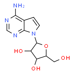 ChemSpider 2D Image | 7-(beta-L-Ribofuranosyl)-7H-pyrrolo[2,3-d]pyrimidin-4-amine | C11H14N4O4