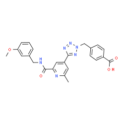 ChemSpider 2D Image | 4-[(5-{2-[(3-Methoxybenzyl)carbamoyl]-6-methyl-4-pyridinyl}-2H-tetrazol-2-yl)methyl]benzoic acid | C24H22N6O4