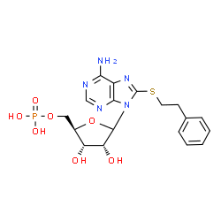 ChemSpider 2D Image | 8-[(2-Phenylethyl)sulfanyl]-9-(5-O-phosphono-D-ribofuranosyl)-9H-purin-6-amine | C18H22N5O7PS