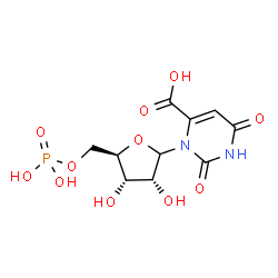ChemSpider 2D Image | 2,6-Dioxo-3-(5-O-phosphono-D-ribofuranosyl)-1,2,3,6-tetrahydro-4-pyrimidinecarboxylic acid | C10H13N2O11P