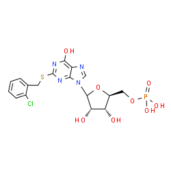 ChemSpider 2D Image | 2-[(2-Chlorobenzyl)sulfanyl]-9-(5-O-phosphono-L-ribofuranosyl)-9H-purin-6-ol | C17H18ClN4O8PS