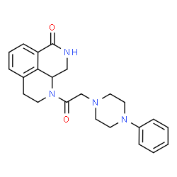 ChemSpider 2D Image | 1-[(4-Phenyl-1-piperazinyl)acetyl]-1,2,3,8,9,9a-hexahydro-7H-benzo[de][1,7]naphthyridin-7-one | C23H26N4O2