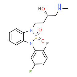 ChemSpider 2D Image | (2S)-4-[3-(2,5-Difluorophenyl)-2,2-dioxido-2,1,3-benzothiadiazol-1(3H)-yl]-1-(methylamino)-2-butanol | C17H19F2N3O3S