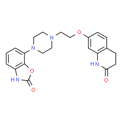 ChemSpider 2D Image | 7-{2-[4-(2-Oxo-2,3-dihydro-1,3-benzoxazol-7-yl)-1-piperazinyl]ethoxy}-3,4-dihydro-2(1H)-quinolinone | C22H24N4O4