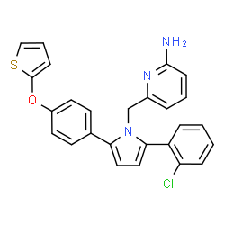 ChemSpider 2D Image | 6-({2-(2-Chlorophenyl)-5-[4-(2-thienyloxy)phenyl]-1H-pyrrol-1-yl}methyl)-2-pyridinamine | C26H20ClN3OS