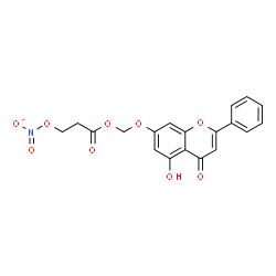ChemSpider 2D Image | [(5-Hydroxy-4-oxo-2-phenyl-4H-chromen-7-yl)oxy]methyl 3-(nitrooxy)propanoate | C19H15NO9