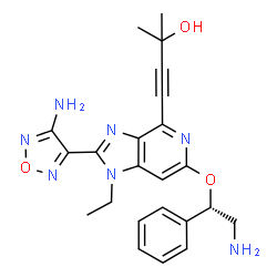 ChemSpider 2D Image | 4-{2-(4-Amino-1,2,5-oxadiazol-3-yl)-6-[(1S)-2-amino-1-phenylethoxy]-1-ethyl-1H-imidazo[4,5-c]pyridin-4-yl}-2-methyl-3-butyn-2-ol | C23H25N7O3