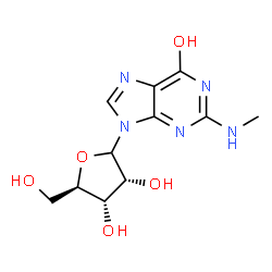 ChemSpider 2D Image | 2-(Methylamino)-9-(D-ribofuranosyl)-1,9-dihydro-6H-purin-6-one | C11H15N5O5