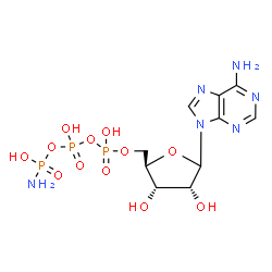 ChemSpider 2D Image | 9-{5-O-[{[{[Amino(hydroxy)phosphoryl]oxy}(hydroxy)phosphoryl]oxy}(hydroxy)phosphoryl]-D-ribofuranosyl}-9H-purin-6-amine | C10H17N6O12P3