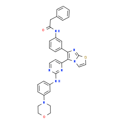 ChemSpider 2D Image | N-{3-[5-(2-{[3-(4-Morpholinyl)phenyl]amino}-4-pyrimidinyl)imidazo[2,1-b][1,3]thiazol-6-yl]phenyl}-2-phenylacetamide | C33H29N7O2S